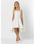 High Low Sleeveless Pleated Princess Satin FLower Girl Dress