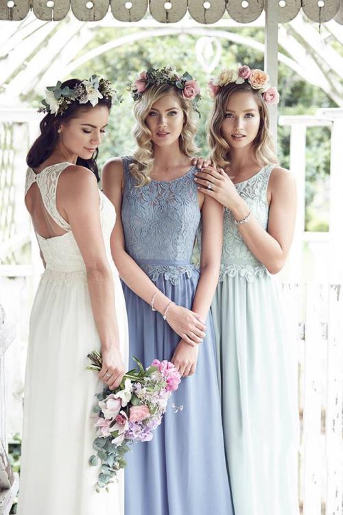 Vinatge Inspired Keyhole Back Long Chiffon Bridesmaid Dress