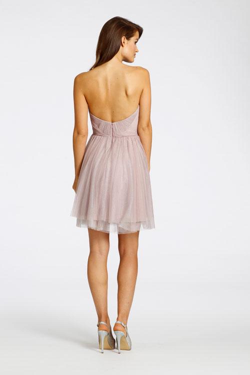 Short Pink Knee Length Tulle Rustic Bridesmaid Dress 