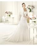 Honorable A-line Long Sleeve Beading Lace Hand Made Flowers Sweep/Brush Train Tulle Wedding Dresses