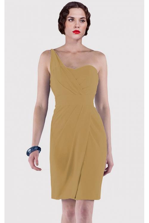 Sheath Natural Sleeveless Knee-length One Shoulder Bridesmaid Dresses