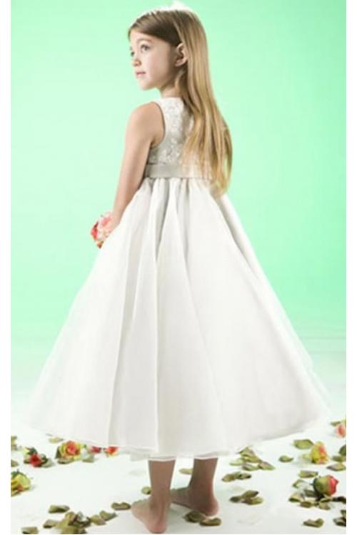 Sleeveless Natural Princess Jewel Satin/Tulle Zipper Flower Girl Dresses