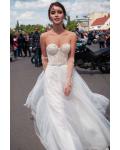  A-line Sweetheart Sleeveless Pearl Detailing Sashes/Ribbons Sweep/Brush Train Long Wedding Dresses (Including the Gloves)