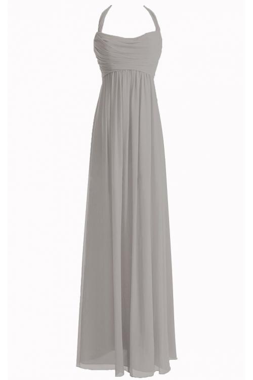 Chiffon Floor-length Natural Halter Zipper Bridesmaid Dresses