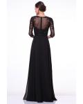 Illusion Jewel Neck Lace Bodice A-line Chiffon Prom Dress with3/4 Sleeves 