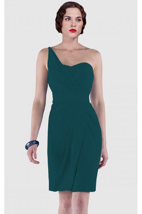 Sheath Natural Sleeveless Knee-length One Shoulder Bridesmaid Dresses