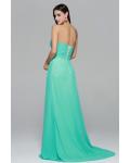 Strapless Sweetheart Beading A-line Long Green Chiffon Prom Dress 