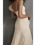  A-line Spaghetti Straps One Sleeve Ruffles Split Asymmetrical/High Low Long Chiffon Bridesmaid Dresses with Ribbon