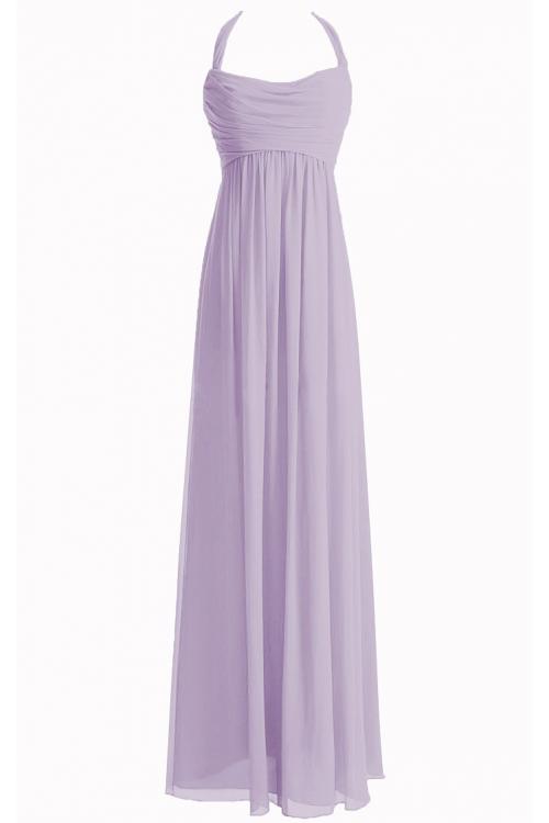 Chiffon Floor-length Natural Halter Zipper Bridesmaid Dresses