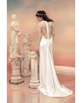 Vinatge Lace Pattern Long Sleeved Sheath Satin Wedding Dress 