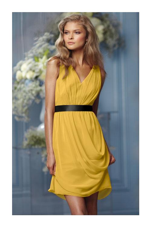 None Natural Sleeveless Knee-length Chiffon Bridesmaid Dresses