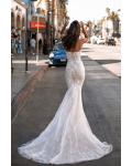  Trumpet/Mermaid Sweetheart Neckline Sleeveless Lace Appliques Beading Court Train Long Wedding Dresses