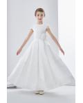 Short Sleeve Lace Flowers A-line First Communion Dress 