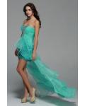 High Low Beading A-line Tulle Prom Dress 