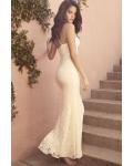Sleeveless Halter Neck Long Sheath Lace Prom Dress Ivory