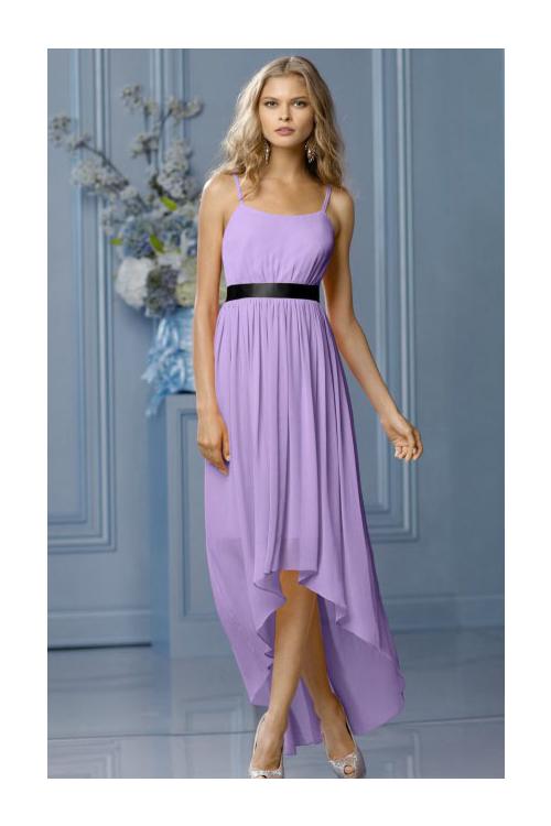 High Low Natural None A-line Sleeveless Chiffon Bridesmaid Dresses