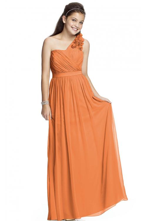 One Shoulder A-line Natural Chiffon Zipper Bridesmaid Dresses