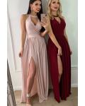 Charming A-line Halter Keyhole Sleeveless Split Floor-length Long Jersey Prom Dresses