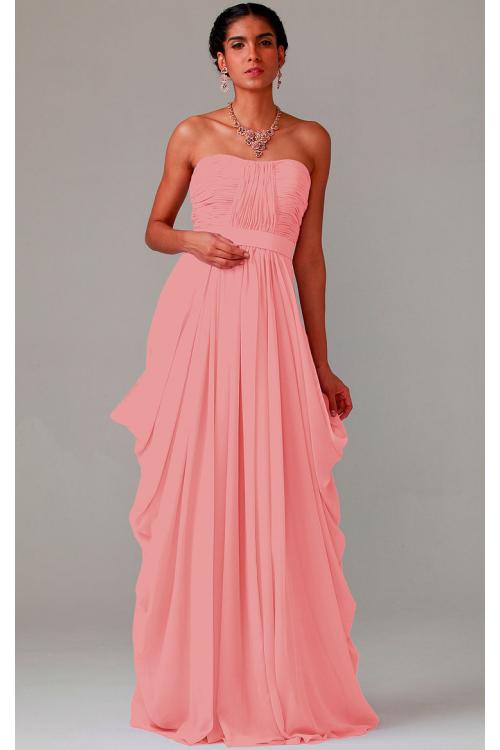 Zipper Chiffon Floor-length Strapless A-line Bridesmaid Dresses