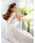 Charming Sheath/Column Straps V-neck Lace Sweep/Brush Train Chiffon Wedding Dresses