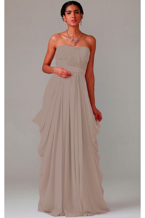 Zipper Chiffon Floor-length Strapless A-line Bridesmaid Dresses