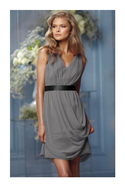 None Natural Sleeveless Knee-length Chiffon Bridesmaid Dresses