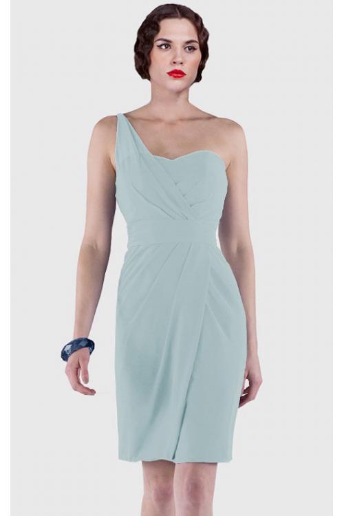 Sheath Natural Sleeveless Knee-length One Shoulder Bridesmaid Dresses