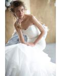Sexy Trumpet/Mermaid Sweetheart Lace Bodice Sweep/Brush Train Organza Wedding Dress with Belt 