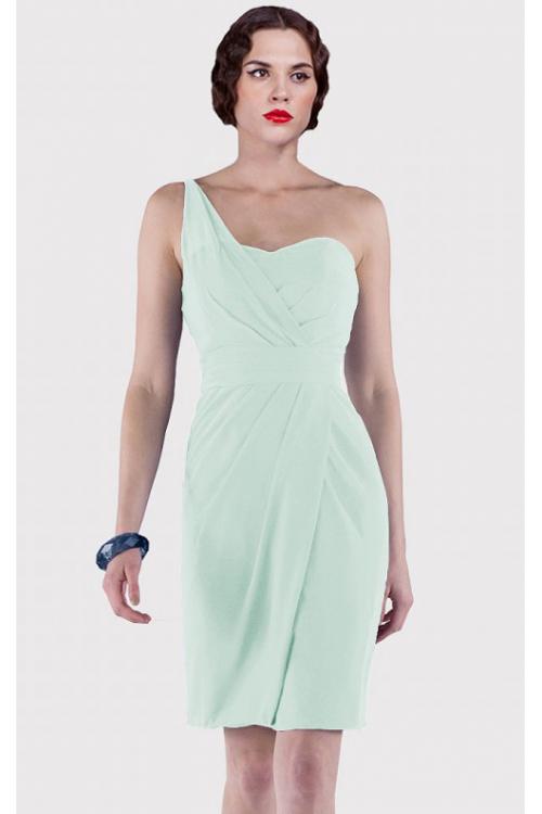 Sheath Natural Sleeveless Knee-length One Shoulder Bridesmaid Dresses