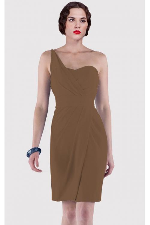 Sheath Natural Sleeveless Knee-length One Shoulder Bridesmaid Dresses