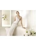 Elegant Sheath/Column One Shoulder Beading Sweep/Brush Train Chiffon Wedding Dresses
