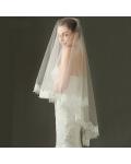 Exquisite Lace Trimmed Long Tulle Wedding Veil 