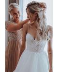  A-line V-neck/ Scoop Neckline Beading Floor-length Long Tulle Bridesmaid Dresses with 2 Styles (Style A / B)
