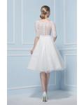 Exquisite Ball Gown Illusion Neck Half Sleeved Tulle Wedding Dress 