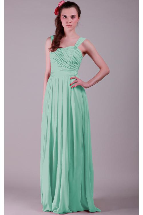 Chiffon Lace-up Sleeveless Natural Floor-length Bridesmaid Dresses