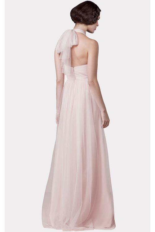 A-line Floor-length Sleeveless Tulle Halter Bridesmaid Dresses