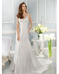 Charming Sheath/Column Straps V-neck Lace Sweep/Brush Train Chiffon Wedding Dresses