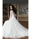 Elegant Long Sleeved BoHo Lace White Tulle Wedding Dress 