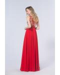 Sparklly Beading A-line Sleeveless Long Red Chiffon Prom Dress 
