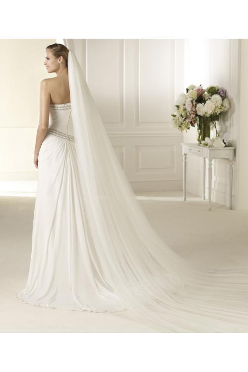 Elegant Sheath/Column One Shoulder Beading Sweep/Brush Train Chiffon Wedding Dresses