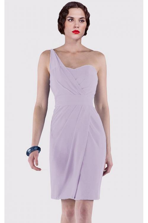 Sheath Natural Sleeveless Knee-length One Shoulder Bridesmaid Dresses