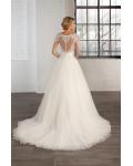 Illusion Jewel Neck Long Sleeved Lace Pattern A-line Tullle Wedding Dress 
