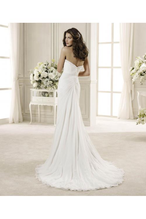 Simple Sheath/Column Sweetheart Beading Ruching Sweep/Brush Train Chiffon Wedding Dresses 