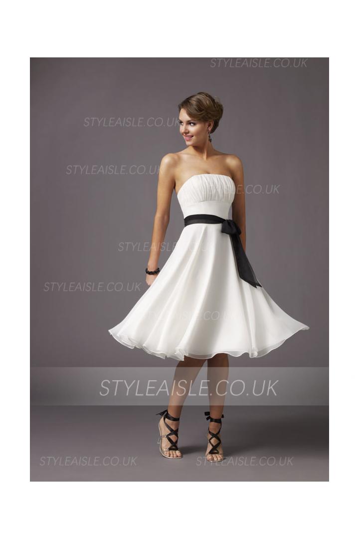 Nectarean A-line Strapless Ruching Knee-length Chiffon Bridesmaid Dresses 