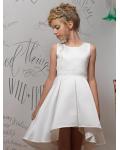 High Low Sleeveless Pleated Princess Satin FLower Girl Dress