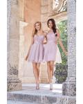 Short Pink Knee Length Tulle Rustic Bridesmaid Dress 