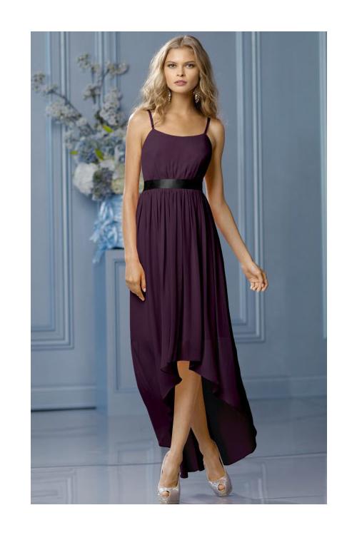 High Low Natural None A-line Sleeveless Chiffon Bridesmaid Dresses