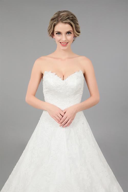  A-line Strapless Sequins Sweep/Brush Train Wedding Dresses