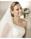 Elegant Sheath/Column One Shoulder Beading Sweep/Brush Train Chiffon Wedding Dresses