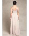 Gorgeous Sleeveless Bateau Neck Lace Bodice Long Chiffon Bridesmaid Dress 